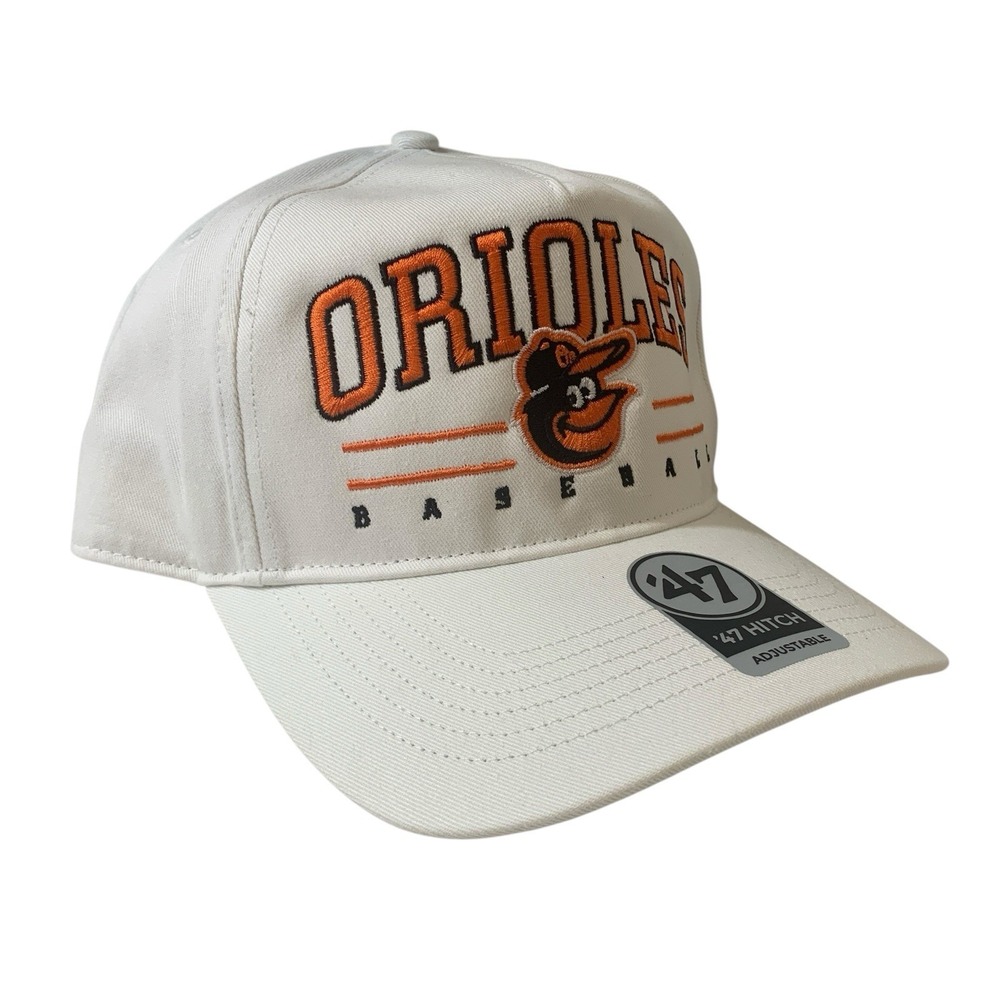 Baltimore Orioles '47 Brand Roscoe White Hitch Adjustable Snapback Hat Cap OSFM